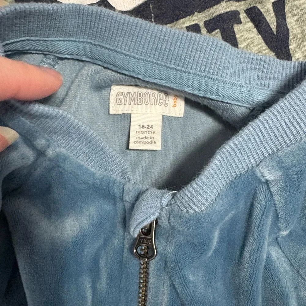 Gymboree blue velour zip up jacket & Dino long sleeve 18-24m